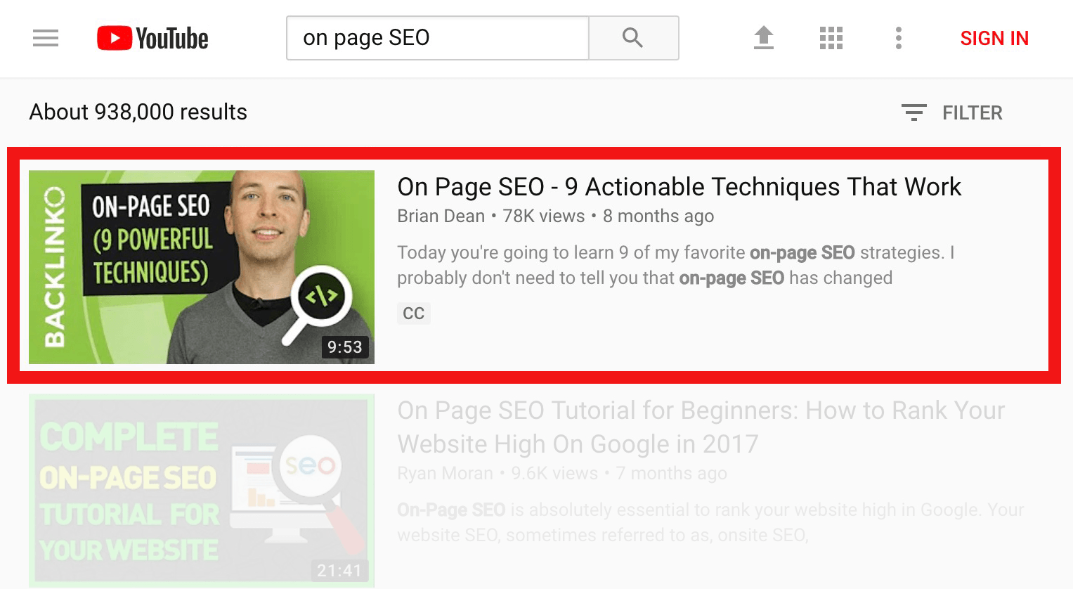 Improve YouTube video rankings for on-page-seo